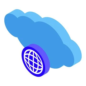 Blue cloud computing connecting to global network isometric icon Stock Illustration