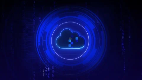 A blue cloud computing display streams high-speed server file information. .. Stock Footage 341128554