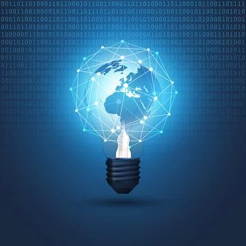 Blue Cloud Computing, Electric and Global Network Connections Concept Desig.. Stock Illustration