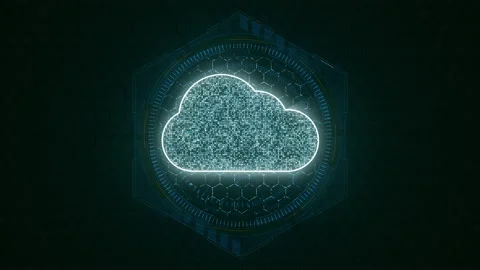 Blue cloud computing with hexagon shape and circle on futuristic technology Stock Footage 201542273