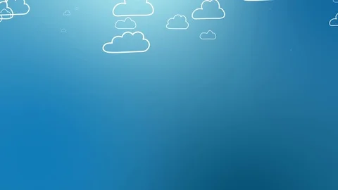 Blue cloud computing icon painted with chalk on a white background, hand drawn Stock Footage 75448218