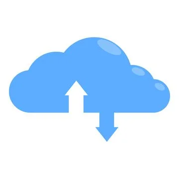 Blue cloud computing icon showing uploading and downloading data イラスト素材