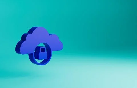 Blue Cloud computing lock icon isolated on blue background. Security, safety Stock Illustration