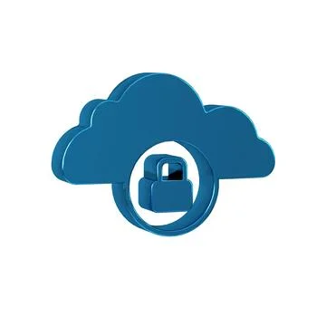 Blue Cloud computing lock icon isolated on transparent background. Security.. 스톡 일러스트