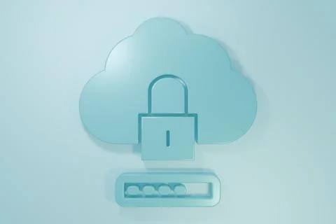 Blue Cloud computing lock icon isolated on blue background. Security, safet.. 스톡 일러스트