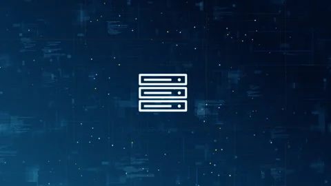 Blue cloud computing logo for big data backup and data storage Stock Footage 243823389