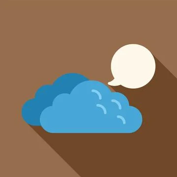 Blue cloud computing talking with blank speech bubble Illustrazione stock