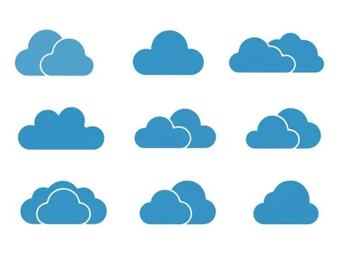 Blue Cloud Computing Vector Icon Set Stockillustratie
