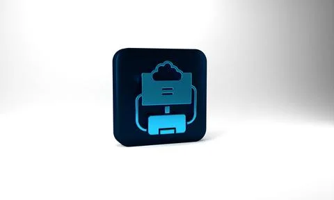 Blue Cloud database icon isolated on grey background. Cloud computing concept 스톡 일러스트