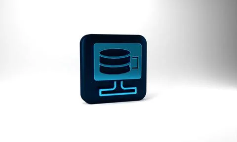 Blue Cloud database icon isolated on grey background. Cloud computing concept Illustrazione stock