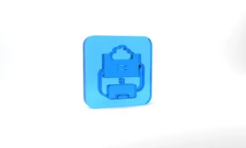Blue Cloud database icon isolated on grey background. Cloud computing concept イラスト素材
