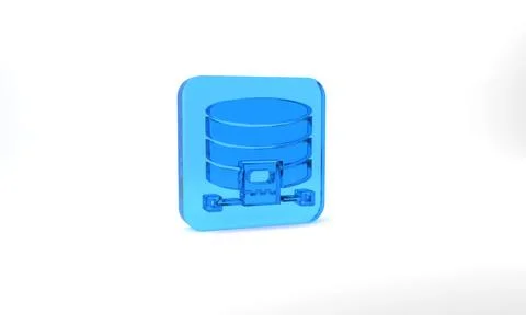 Blue Cloud database icon isolated on grey background. Cloud computing concept Illustrazione stock