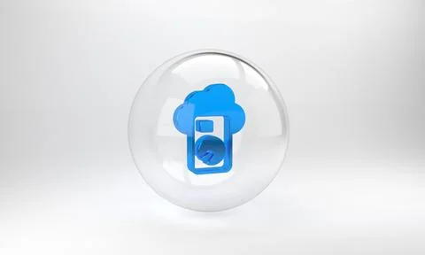 Blue Cloud database icon isolated on grey background. Cloud computing concept Stockillustratie
