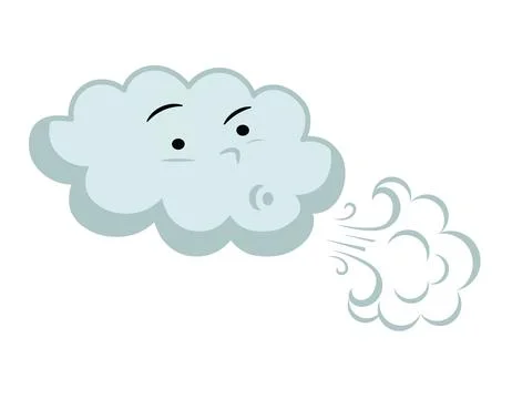 Blue cloud with face, blowing Stock Illustration