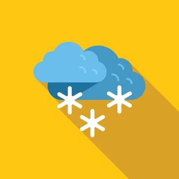 Blue cloud falling snowflakes winter season flat design icon Stock Illustration