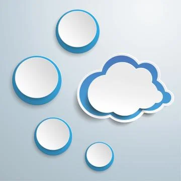 Blue cloud with four circles Stock Illustration