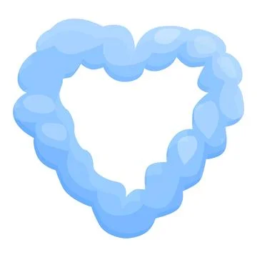 Blue cloud heart frame floating on white background Illustration