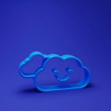 Blue Cloud icon isolated on blue background. Minimalism concept. 3D render .. Illustrazione stock