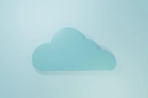 Blue Cloud icon isolated on blue background. Minimalism concept. 3D render .. Illustrazione stock