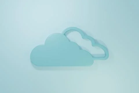 Blue Cloud icon isolated on blue background. Minimalism concept. 3D render .. Illustrazione stock