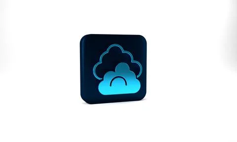 Blue Cloud icon isolated on grey background. Blue square button. 3d illustration Stock Illustration