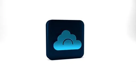 Blue Cloud icon isolated on grey background. Blue square button. 3d illustration Illustrazione stock