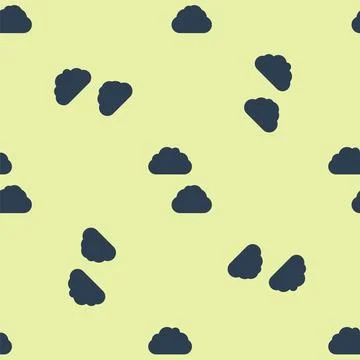 Blue Cloud icon isolated seamless pattern on yellow background. Vector Stock Illustration