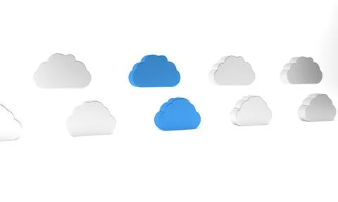 Blue Cloud icon isolated on white background. Minimalism concept. 3D render.. 스톡 일러스트