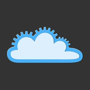 Blue cloud icon, logo. Technology, packaged software, decentralized application Illustrazione stock