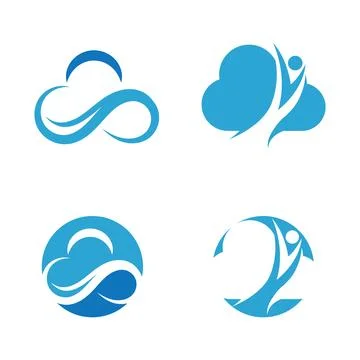 Blue cloud icon logo vector Stock Illustration