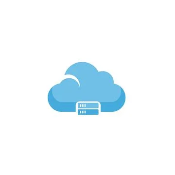 A blue cloud icon with a server Illustrazione stock