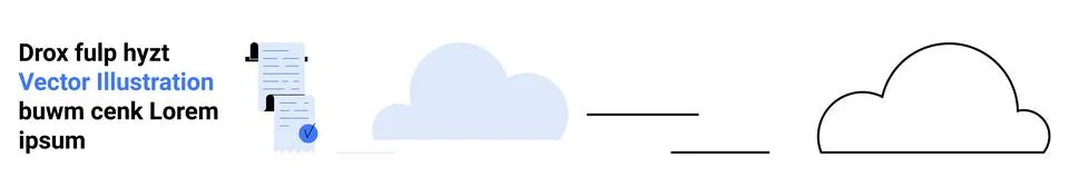 Blue Cloud Illustration with Text Document and Outline Variants for Website U Stock Illustration