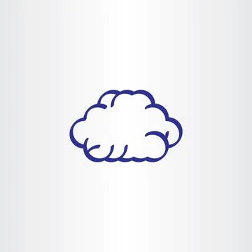 Blue cloud line icon symbol design element sign Stock Illustration