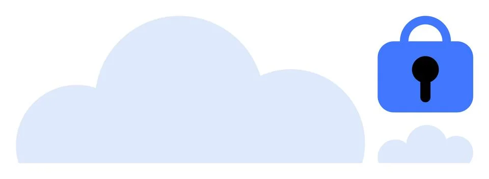 Blue Cloud with Lock Symbolizing Secure Cloud Storage or Data Protection Stock Illustration