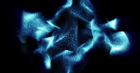 A blue cloud of particles and grains of sand is a beautiful bright luminous s Illustrazione stock