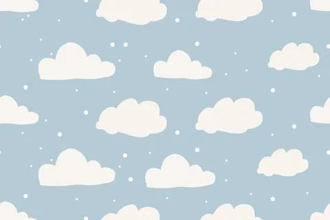 Blue cloud pattern background, cute weather 库存插图