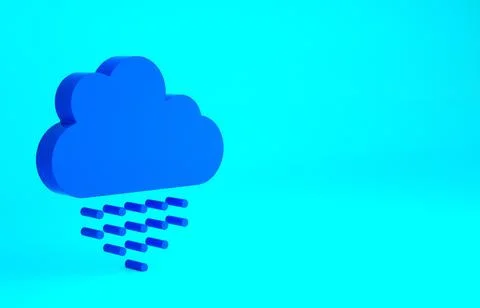 Blue Cloud with rain icon isolated on blue background. Rain cloud precipitati 스톡 일러스트