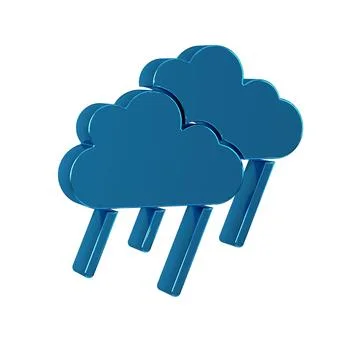 Blue Cloud with rain icon isolated on transparent background. Rain cloud pr.. Stock Illustration