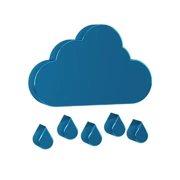 Blue Cloud with rain icon isolated on transparent background. Rain cloud pr.. Stock Illustration