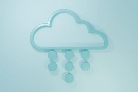 Blue Cloud with rain icon isolated on blue background. Rain cloud precipita.. Stock Illustration