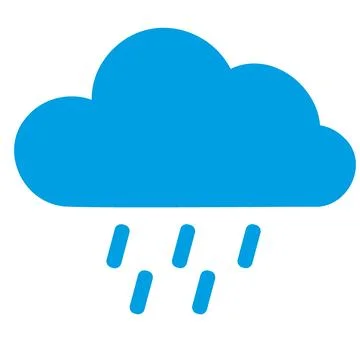 Blue cloud with raindrops icon on white background Illustrazione stock