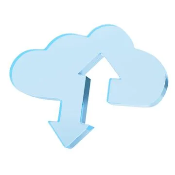 Blue cloud shape with up and down arrows isolated on white. Internet concep.. Stock Illustration