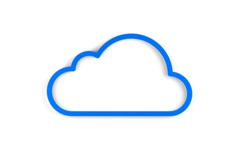 Blue cloud shape with shadow and copy space on white background, technology,  イラスト素材