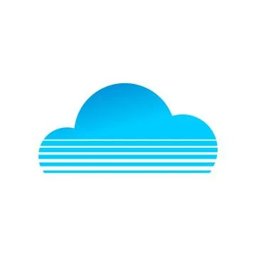 Blue Cloud Shape Striped Lines Symbol Design Stock Illustration