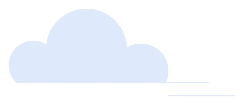 Blue cloud shape on white background with horizontal lines suggesting motion  Stock Illustration