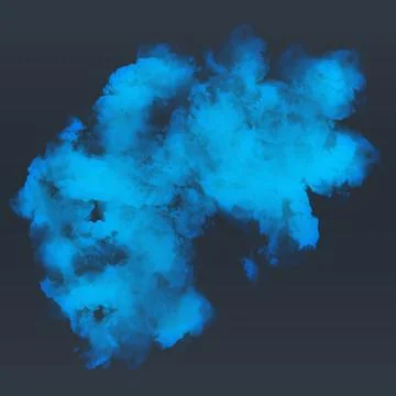 Blue cloud of smoke on a dark background. Stock Illustration