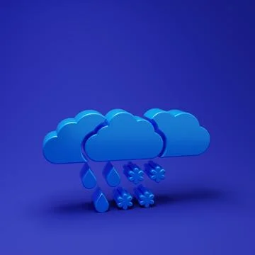 Blue Cloud with snow and rain icon isolated on blue background. Weather ico.. 库存插图
