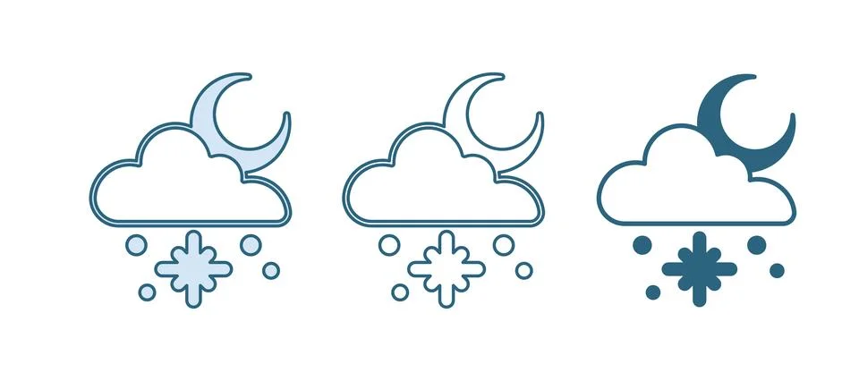 Blue Cloud with snow and sun icon isolated on white background. Cloud with .. Stock Illustration