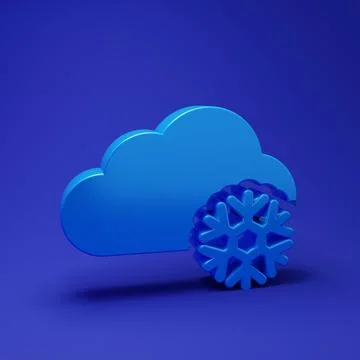 Blue Cloud with snow icon isolated on blue background. Cloud with snowflake.. Stockillustratie