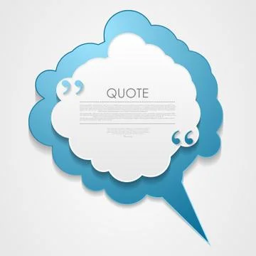 Blue cloud speech bubble with commas, quote background Stock Illustration